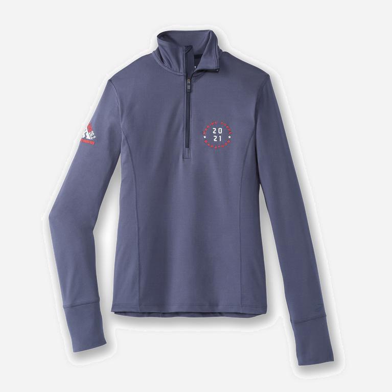 Brooks Mcm21 Dash 1/2 Zip Hardloopshirts Met Lange voor Dames Donkerblauw (JTBSV-0681)